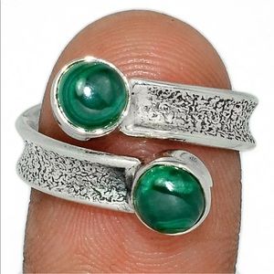 BOUTIQUE MALACHITE 925 STERLING SILVER RING, SZ 7